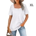 thumbnail image 2 of Guardurnaity Camiseta de algodón de manga corta para mujer, blusa holgada informal plisada elegante, Top de vacaciones para primavera y verano, ropa diaria Prendas para la parte del cuerpo Blanco SG Guardurnaity AP010771-04, 2 of 5