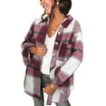thumbnail image 1 of Asyoly Womens Flannel Plaid Shirts Jacket Long Sleeve Button Down Loose Lapel Shacket Jacket Oversized Coats With Pocket, 1 of 7