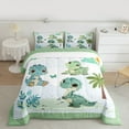 thumbnail image 3 of Manfei Cartoon Green Dinosaur Bedding Comforter Set, Leaf Plant Botanical Twin Comforter Sets, Teens Kids Boys Girls Reversible Bedding Set, Breathable Home Decor, 2 Pieces, 3 of 9