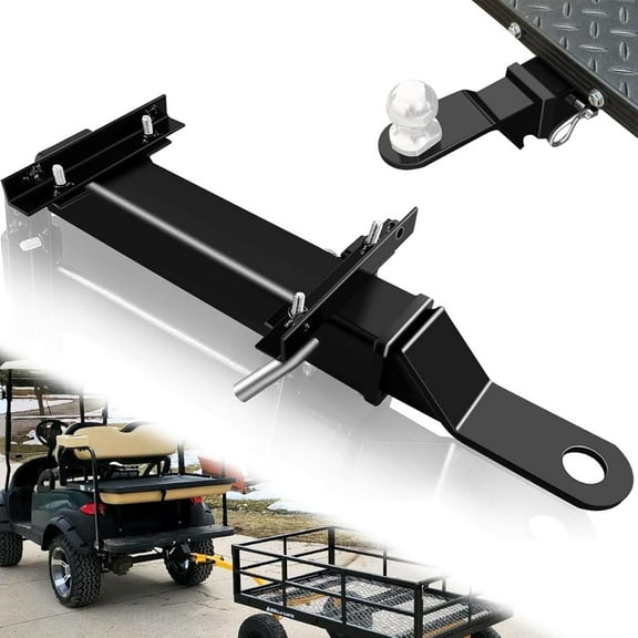 Golf Cart Trailer Hitch with 2" Receiver Golf Cart Rear Seat Rear Hitch for Step on Back Compatible with Footrest-Club Car, EZGO, Yamaha
