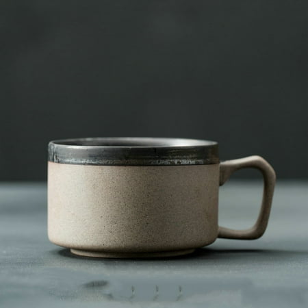 

Livesture Japanese Rough Pottery Coffee Cup Handmade Creative Lovers Tea Cup Retro Personality Breakfast Milk Cup Art Mug Dark brown 250ml