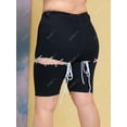thumbnail image 4 of Cordones arriba dobladillo crudo más tamaño biker denim shorts Rosegal Pantalones cortos de talla grande, 4 of 5