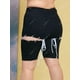 thumbnail image 4 of Cordones arriba dobladillo crudo más tamaño biker denim shorts Rosegal Pantalones cortos de talla grande, 4 of 5