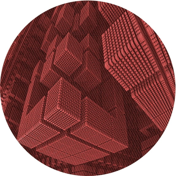 Ahgly Company Machine Washable Indoor Round Transitional Red Area Rugs, 4' Round