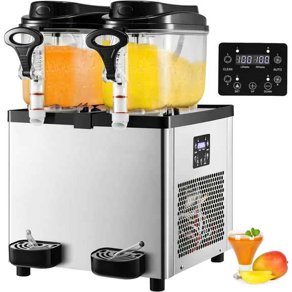 KFFKFF Commercial Slushy Machine, 6 L x 2 Tanks 50 Cups, 400W 110V, Stainless Steel Margarita Smoothie Frozen Drink Maker, Slushie Machine Perfect for Supermarkets Cafes