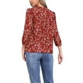 thumbnail image 3 of INSPIRE CHIC V Neck Floral Shirt for Women's 3/4 Sleeve Smocked Front Button Up Casual Summer Blouse Top XS Dark Orange, 3 of 6
