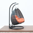 thumbnail image 3 of LeisureMod 2 Person Wicker Egg Chair Outdoor Indoor Bedroom Patio Hanging Lounge Swing Hammock Chairs with Black Stand and UV Resistant Cushions (Orange), 3 of 10