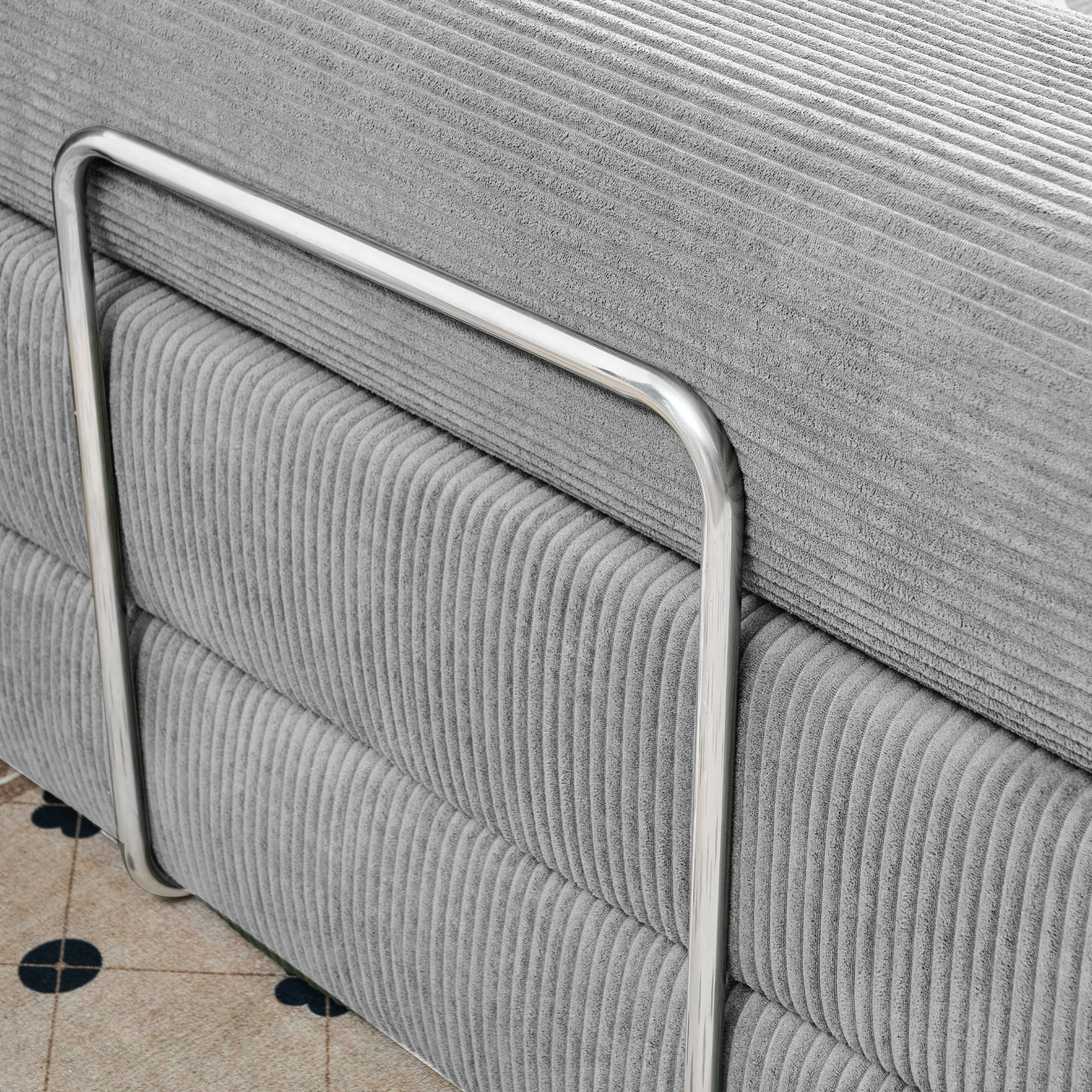 YINIX 81.6" King Size Convertible Sleeper Sofa Bed with 2 Pillows, Corduroy Folding Mattress Couch with Pull Out Bed, Removable Floor Sofa Lounge Couch for Living Room Small Spaces,Gray