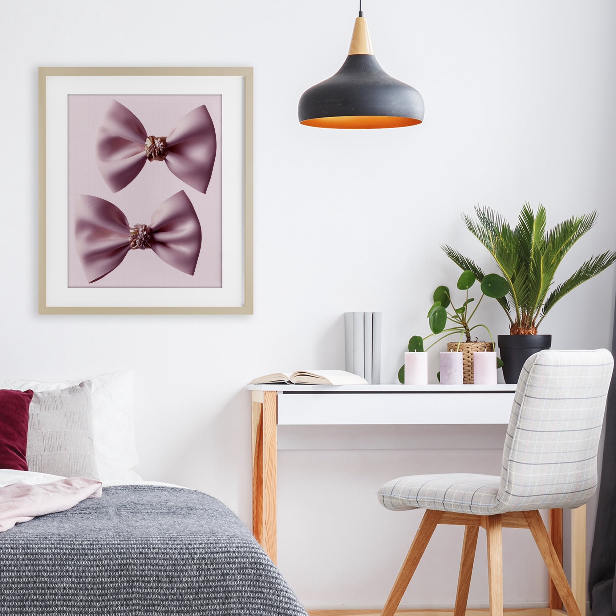 Stupell Industries Elegant Bows with Glam Details Birch Framed Print Under Glass, design by Jesse Keith