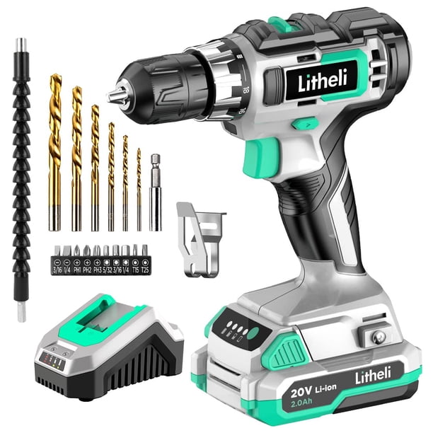 Taladro Inalámbrico LiTHELi 20V Mandril sin Llave 3/8" 18+1 Ajustes de Torque