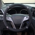 thumbnail image 4 of Funda elástica para volante de automóvil, de cuatro segmentos, de cuero con diamantes de colores, banda elástica para volante, sin anillo interior, funda para manija con diamantes, 4 of 6