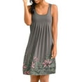 thumbnail image 3 of BJYX Sundress Femmes Casual Robe d'Été Cou Sans Manches Imprimé Plissé Beachwear Tank Sundresses Swing Robe, 3 of 5