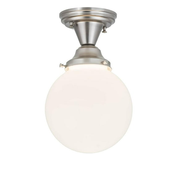 Meyda Tiffany 178884 Revival Schoolhouse 8" Wide Semi-Flush Globe Ceiling Fixture - Nickel