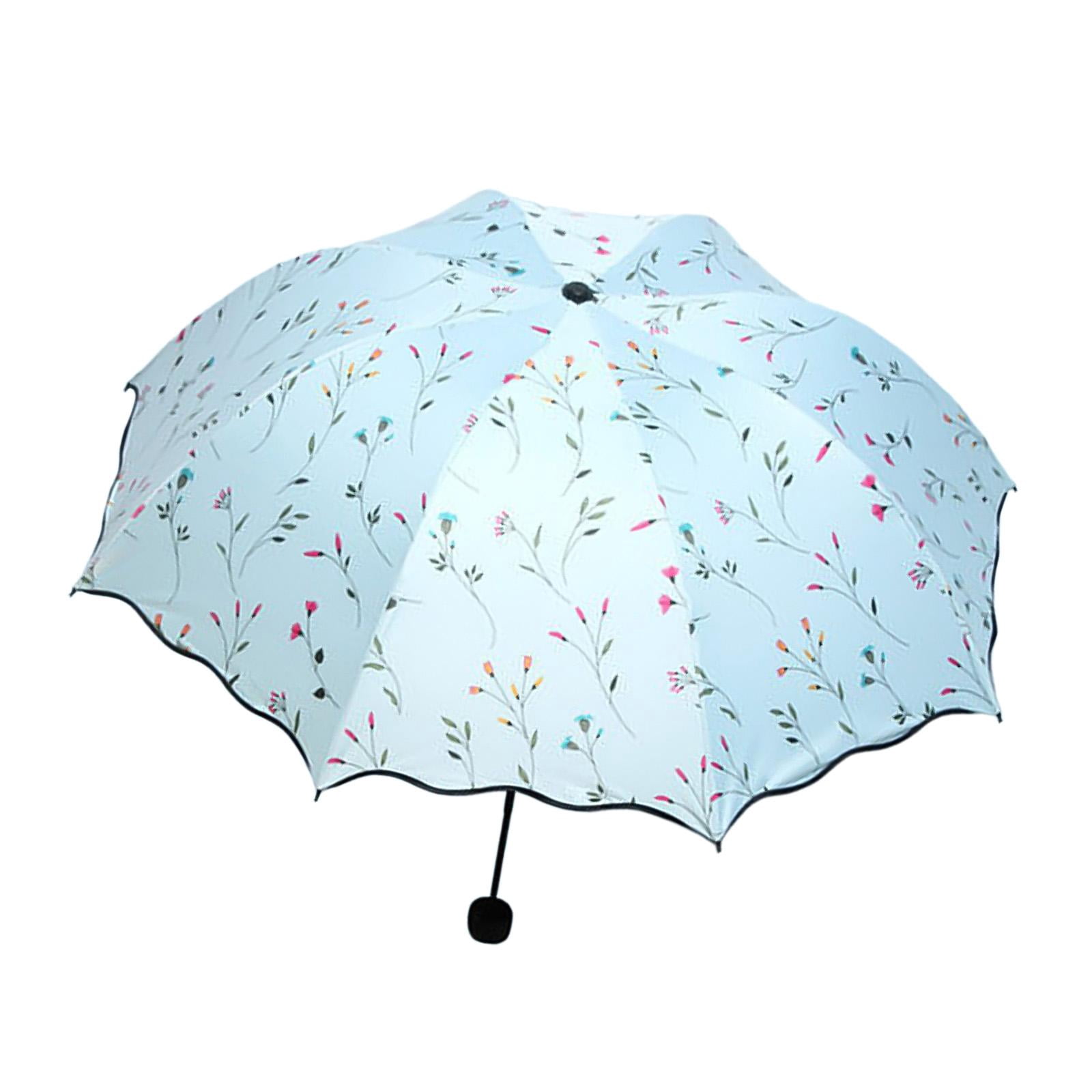 Abbraccia Foldable Umbrella Travel Umbrella for Men Women Rainproof Rain Umbrella Sun Umbrella for Purse for Backpacking Summer Walking Light Blue