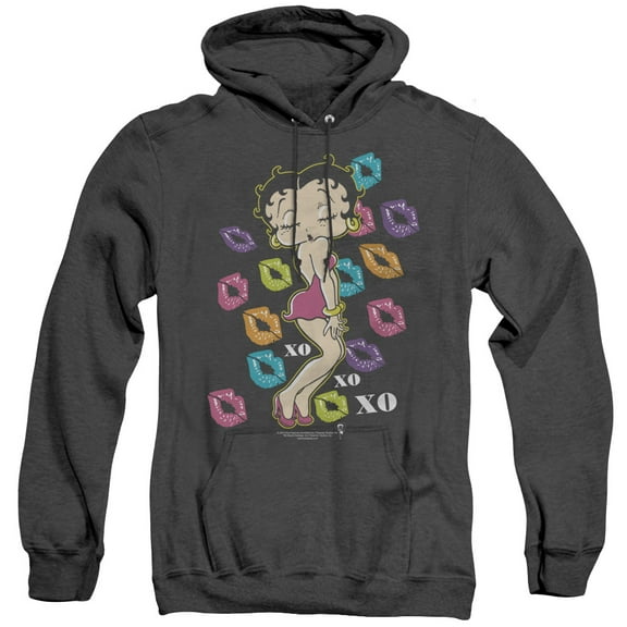 Betty Boop Tripple Xo Adult Heather Hoodie Sweatshirt Black