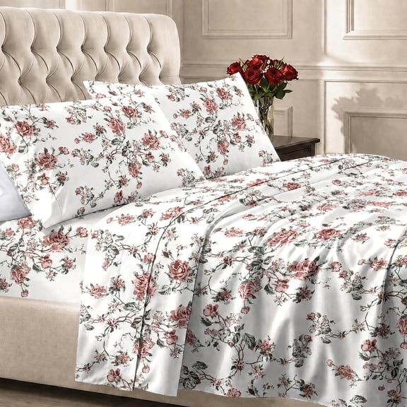California Design Den Twin XL Sheets Set - 400 Thread Count 100% Cotton Sateen, Deep Pocket, All Around Elastic for a Snug Fit (Antique Rose - Pink)
