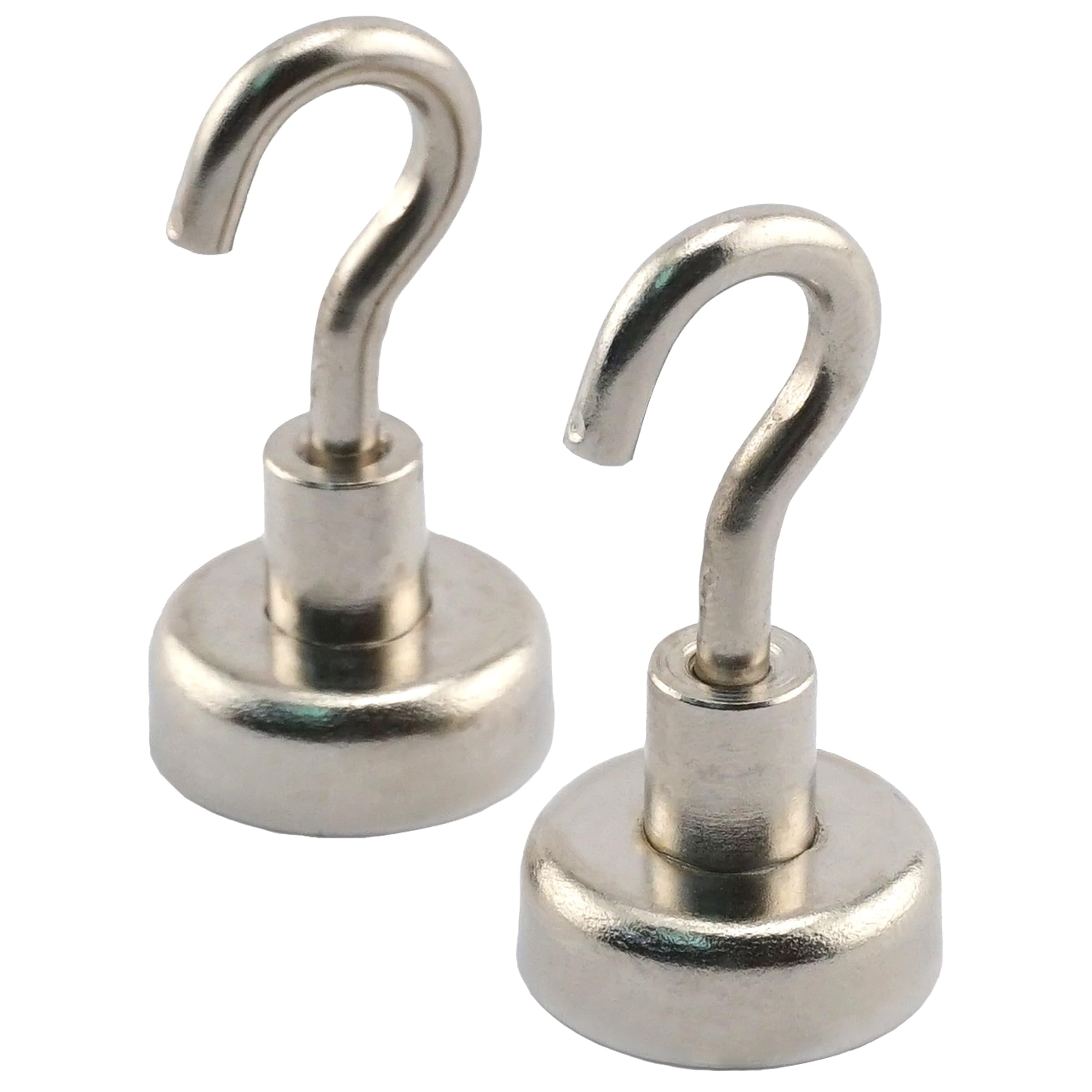 Master Magnetics 07632 2 Pack, #28,.787" D x.285T x 1/4" H, Chrome Plated Neodymium Magnetic Hook