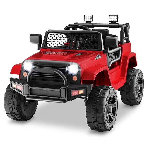 Costway Camion Électrique 12 V pour Enfants, Véhicule Télécommandé avec Musique et Lumières Rouges