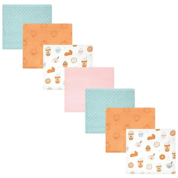 Hudson Baby Infant Girl Cotton Flannel Receiving Blankets Bundle, Pumpkin Spice, One Size