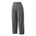 thumbnail image 6 of CHWGFWL Womens Summer Pants Women's Cropped Pants Solid Color Loose Fitting Harem Pants High Waist Cotton Linen Wide Leg Casual Cropped Pants Wide Leg Linen Pants for Women (Gray,L), 6 of 6