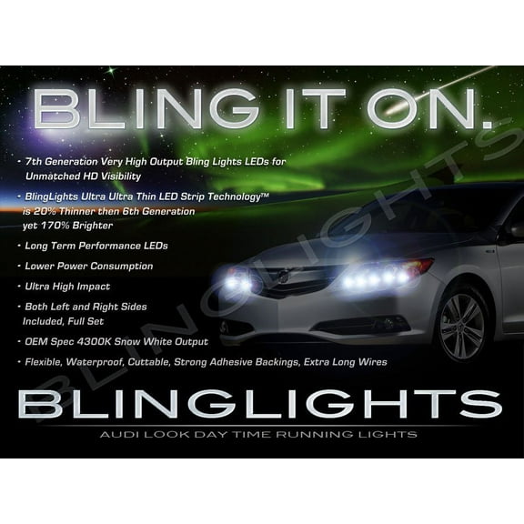 For Acura ILX LED DRL Light Strips for Headlamps Headlights Head Lights Day Time Running Lamps