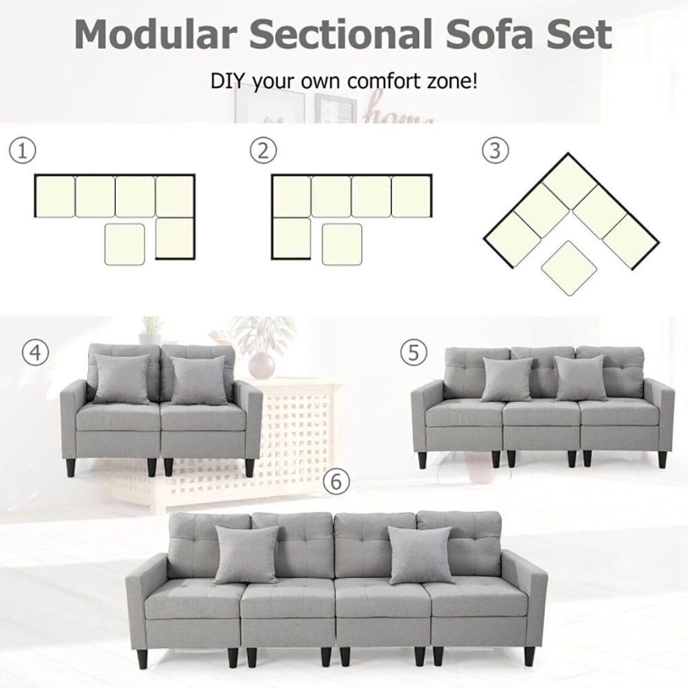 Finihen L-shaped Sectional Sofa Couch, Upholstered L-shaped Sectional Couch, L-shaped Sectional Corner Sofa Set with Storage Ottoman, for Living Room, Gray Finihen L-shaped Sectional Sofa Couch, Upholstered L-shaped Sectional Couch, L-shaped Sectional Corner Sofa Set with Storage Ottoman, for Living Room, Gray