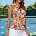 thumbnail image 4 of Aplkyhs Colorful Retro Floral Women's Golf Sleeveless Shirt Moisture Wicking Women's Sleeveless Shirts for Golf,Tennis,Hiking,Running,Gym Lightweight Racerback Design Moisture Wicking, 4 of 7