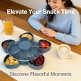 thumbnail image 3 of Divided Spin & Snack Serving Tray, Portable Travel Rotating Multi-Compartment Food Organizer with Lid, Party Platter for Chips, Veggies, Fruits, Dips, Nuts (Blue), 3 of 7