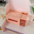 thumbnail image 1 of Cosmetics Storage Box Tabletop Tissue Box Lovely Decorative Paper Basket Desktop Makeup Organizer for Bedroom Dormitory Pink, 1 of 5