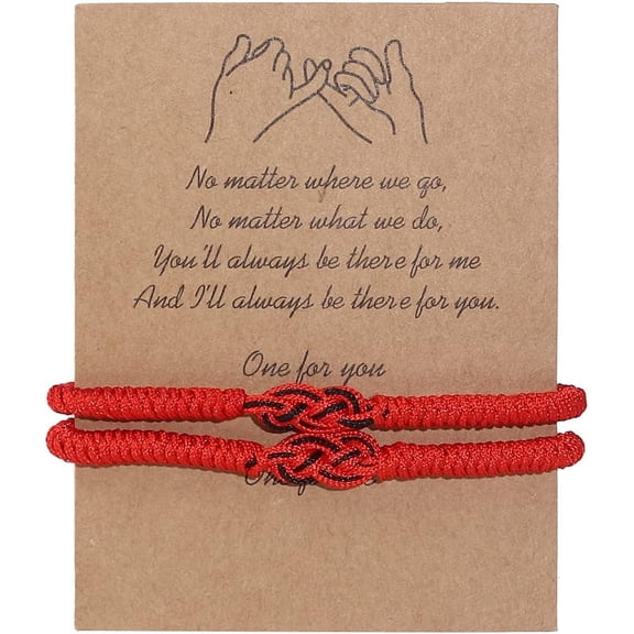 Handmade 7 Knots Red String of Fate Bracelet Set