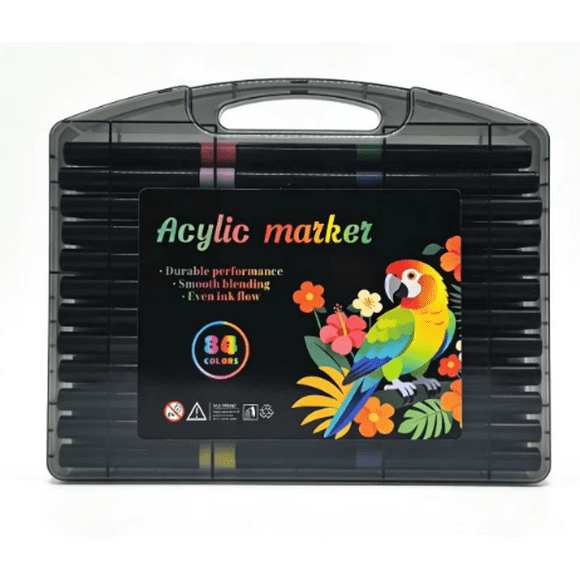 80 Plumones Acrílicos de Colores, Marcadores de Pintura Acrílica Punta Pincel con Estuche, Tinta Base Agua Impermeable para Lettering, Caligrafía, Piedras, Madera, Vidrio, Cerámica y Manualidades DIY