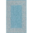 thumbnail image 7 of Unique Loom Outdoor Border Collection Area Rug - Floral Border (5' 1" x 8' Rectangle Aqua/Ivory), 7 of 7