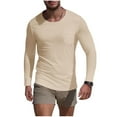 thumbnail image 1 of Couche de Base pour Hommes, Chemise de Base Décontractée à Manches Longues et Col Rond Uni pour Hommes avec Poche, Longues Chemises pour Hommes, 1 of 8