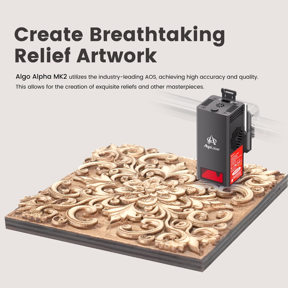 Algo MK2 20W Higher Accuracy Engraver and Cutter with Air Assist, Engrave Hundreds of Colors On Metal Steel with 3.5" Touch Screen, Engraving Machine for DIY Personalized Gift