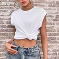 thumbnail image 4 of SELONE Tshirts Shirts for Women Sleeveless Tops Blouses Regular Fit T Shirts Pullover Tees Tops Solid T-Shirts Crew Neck Tops Casual Blouses T Shirts Easy Care Soft Breathable Pullover Tops White M, 4 of 7