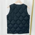 thumbnail image 4 of Busydd Puffer Vest Women Solid Color V Neck Puffer Jacket Casual Sleeveless Warm Womens Down Vest Fashion Button Thermal Winter Vest for Women 3XL, 4 of 4