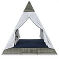 thumbnail image 4 of Outdoor Sunbed with Colorful Pillows, 90.5" Wicker Patio Daybed with Cushions, Tent Shape, 4 of 11