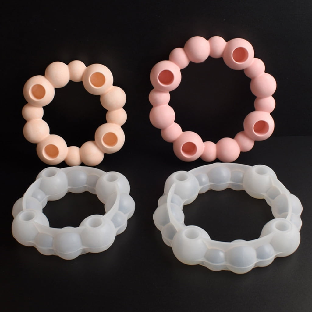 Aurgiarme Multifuntional Round Candle Holder Moulds Plaster Crafting Silicone Mold Suitable for Wedding and Home Decorations