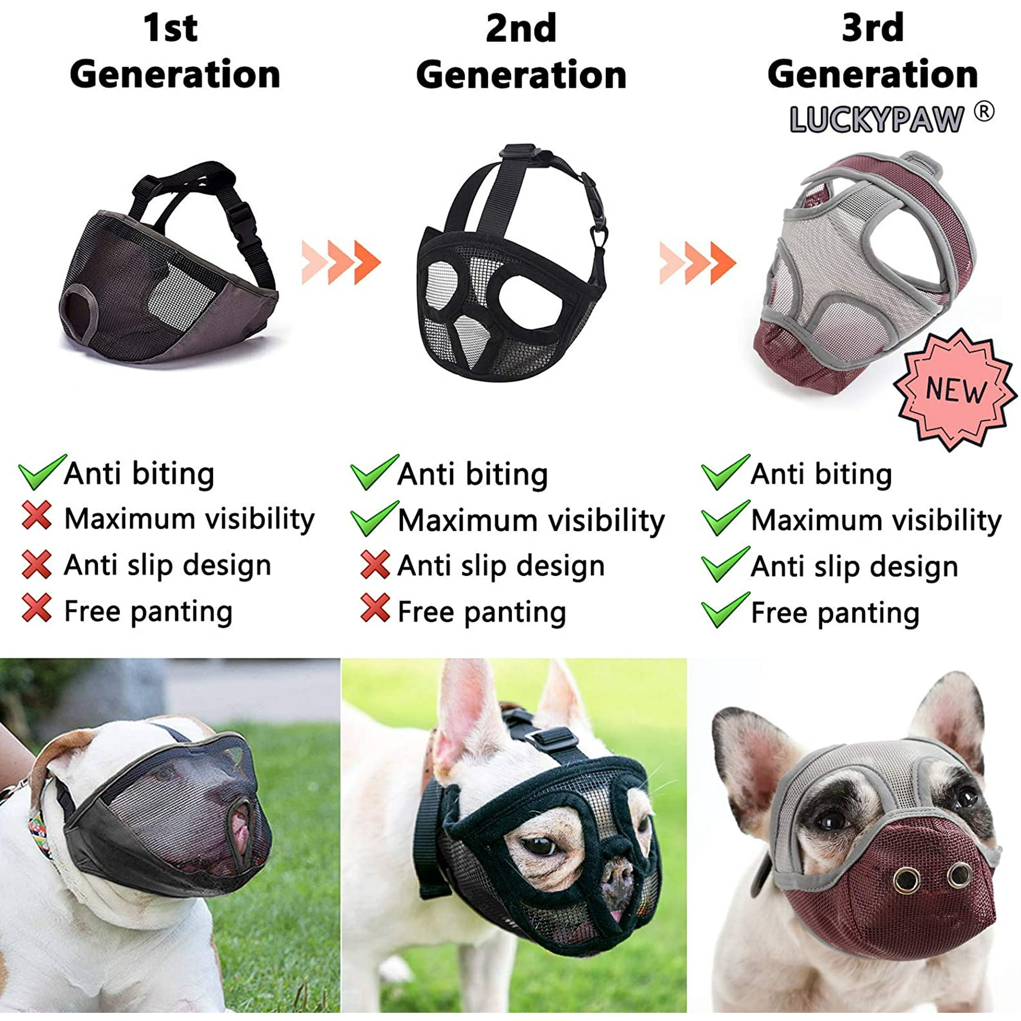 Short Nose Dog Muzzle Breathable Mesh Anti Bite Chewing and Barking Muzzle for French Bulldog Bulldog Boxer Pug