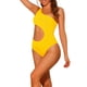 thumbnail image 4 of Traje de baño de una pieza para mujer, bañador monokini amarillo con corte asimétrico en la cintura, talla grande, 4 of 5