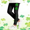 thumbnail image 2 of Bainana Girls St Patricks Day Printed Leggings Elastic Waist Tiper Leg Casual Yoga Pants Comfortable Stretch Little Girls Athletic Playwear Bottoms Black Size 3-4 Years, 2 of 6