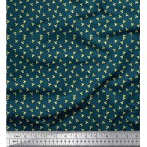 Soimoi Blue Cotton Duck Fabric White Petals Floral Printed Craft Fabric by The Yard 58 Inch Wide
