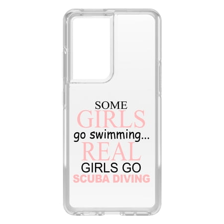 DistinctInk Clear Hybrid Case for Samsung Galaxy S21 Ultra (6.8 Screen) - Real Girls Go Scuba Diving - Wireless Charging Compatible