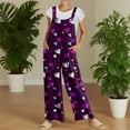 thumbnail image 6 of Fgvctg Valentine's Day Womens Jumpsuits Wide Leg Pant Holiday Love Heart Graphic Overall Sleeveless Rompers Spaghetti Straps Jumpsuits Loose Bib Overalls Sprimg Clothes With Pockets Purple 5XL, 6 of 7
