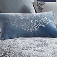 thumbnail image 3 of 9 Piece Queen Polyester Comforter Set with Damask Prints, Blue and Gray, 3 of 5