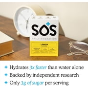 SOS Hydration Electrolyte Powder Sticks, Lemon, 8-Pack, Low Sugar, Vitamins, Potassium Magnesium Zinc