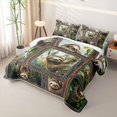 thumbnail image 3 of Erosebridal Kawaii Sloth Animal Twin Quilt Set for Boys Girls, Jungle Foliage Print Twin Coverlet Set, 2-Piece, 3 of 7