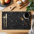 thumbnail image 2 of Star Sky Placemats Set of 8 Modern Abstract Black Starry Night Dots Pattern Place Mats Indoor Wipeable Table Mats Washable Cloth Dining Table Placemats for Kitchen Holiday Party Home Decor 13x19 Inch, 2 of 9