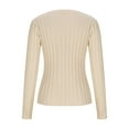 thumbnail image 3 of HAiming Womens Slim Fitted Sweater Long Sleeve Crew Neck Solid Color Blouse Fall Winter Basic Knit Tops, 3 of 5