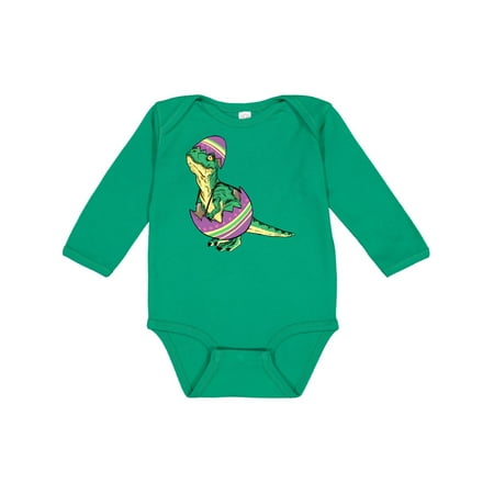 

Inktastic Easter Baby T-Rex in an Easter Egg Gift Baby Boy or Baby Girl Long Sleeve Bodysuit